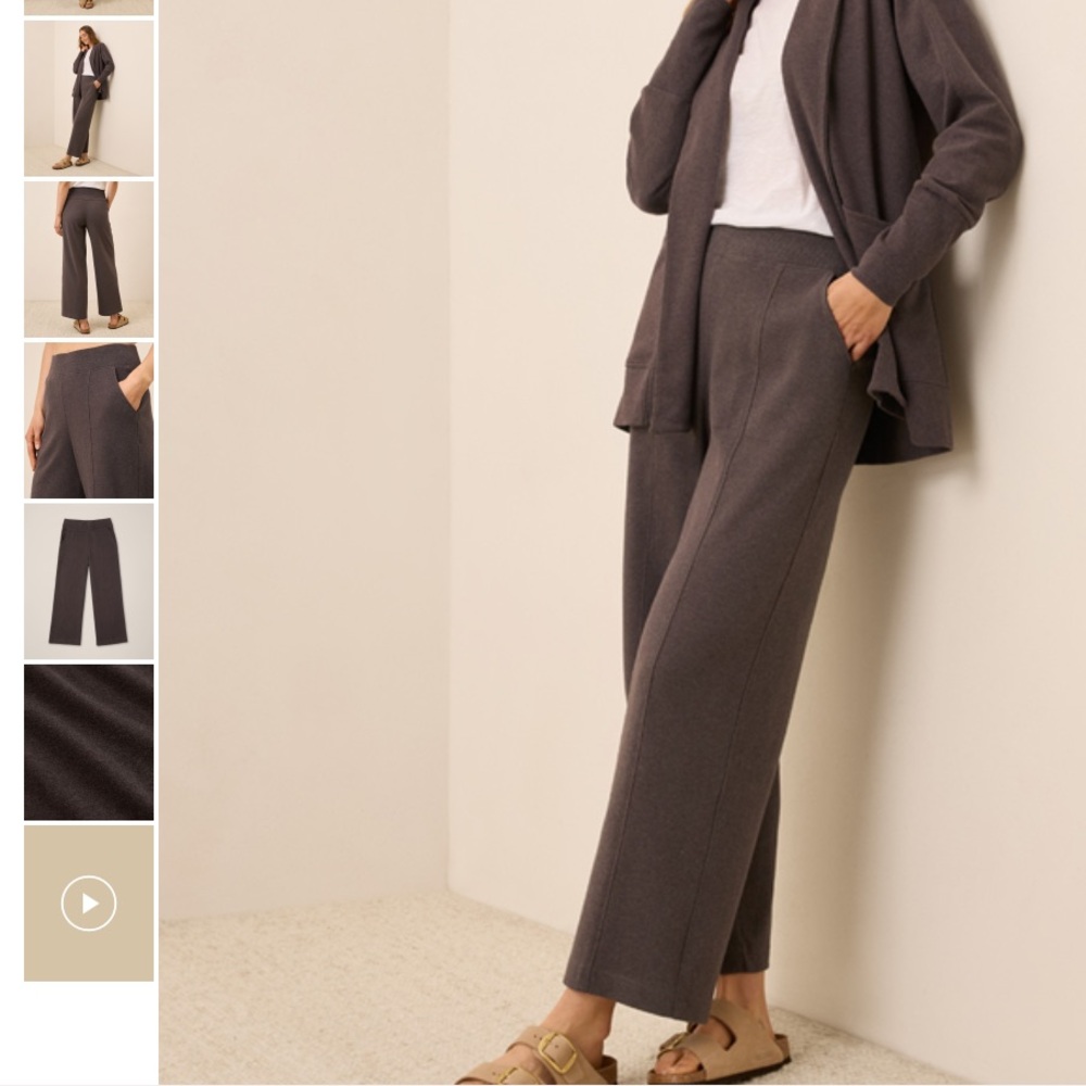 Pact Airplane Pintuck Wide Leg Pant Brown Organic Cotton Flat Front XS
